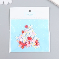 Декор для творчества пластик "Незабудки белые, красные, розовые"набор 70 шт 0,8х0,8 см