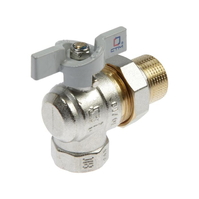 Кран шаровой "СТМ" СТАНДАРТ, 3/4", с американкой, угловой, бабочка
