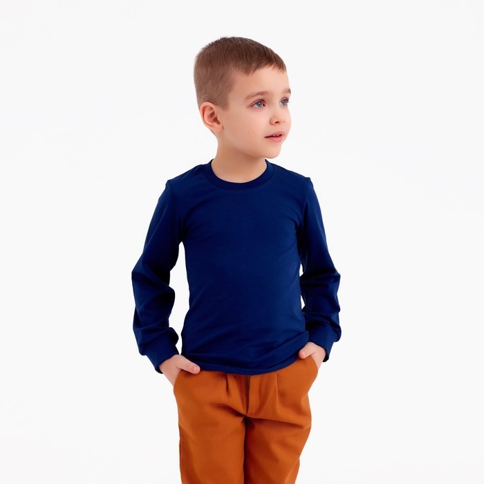 Лонгслив детский MINAKU: Basic line цвет темно-синий, рост 122