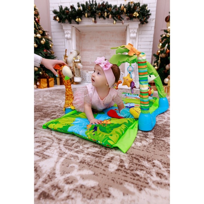 Развивающий коврик &laquo;Остров&raquo;, с дугой и игрушками, 77х77х0,5