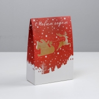 Коробка подарочная новогодняя складная &laquo;С Новым годом&raquo;, 15 х 7 х 22 см, Новый год