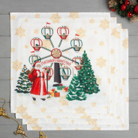 Набор новогодних салфеток Этель &laquo;Новогодняя ярмарка&raquo;, 40х40см 4 шт, хлопок, саржа