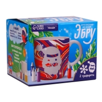 Кружка под раскраску на новый год. Рисование на воде: эбру &laquo;Дед Мороз&raquo;, новогодний набор для творчества