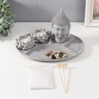 Сад камней Дзен "Будда и лотосы" 2 свечи 16,5х27х20,5 см Сад камней Дзен "Будда и лотосы" 2 свечи 16,5х27х20,5 см