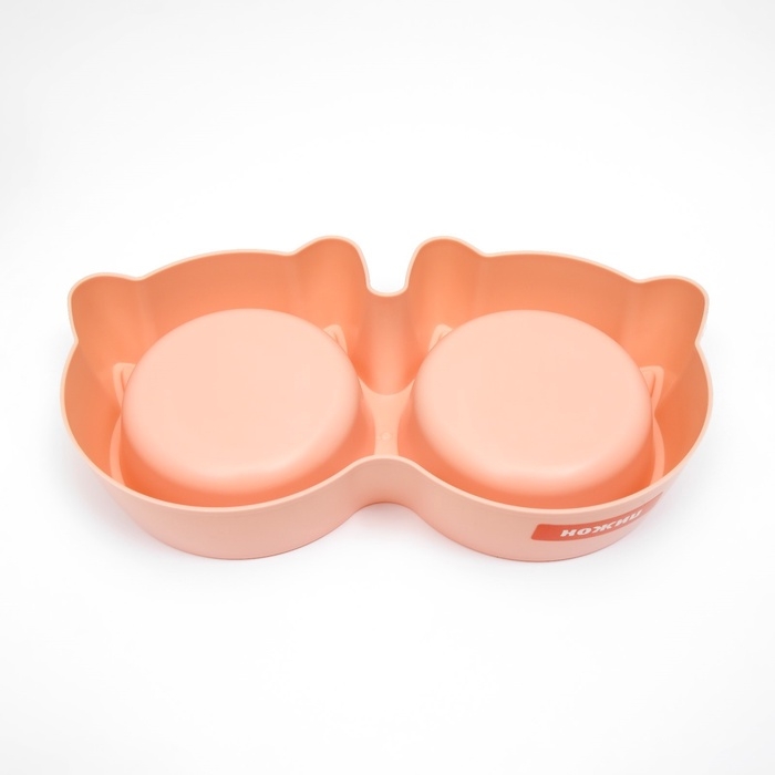 Миска двойная фигурная 28 х 14 х 5 см, бежевая