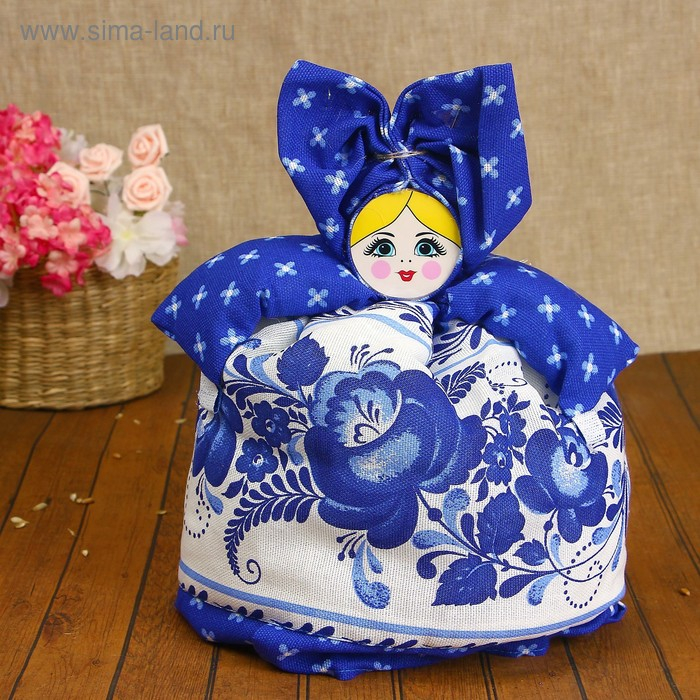 Грелка на чайник &laquo;Барыня&raquo;, средняя, гжель