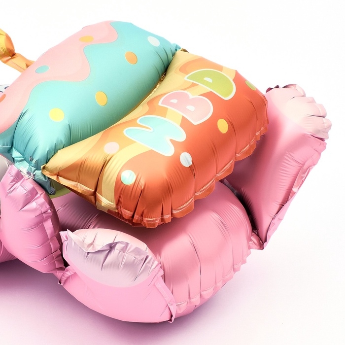 Шар фольгированный 37" &laquo;Зайка с тортом&raquo;, цвет розовый