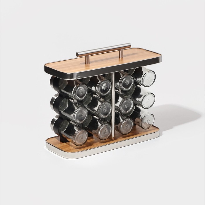 Набор стеклянных баночек для специй на подставке Magistro &laquo;Модерн&raquo;, 12 шт