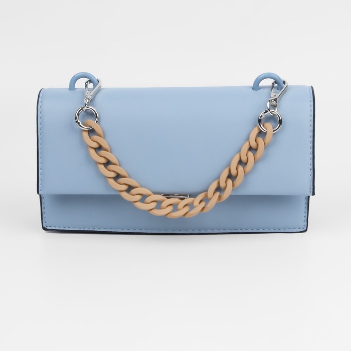 Цепочка для сумки, с карабинами, пластиковая, 23 &times; 17 мм, 30 см, цвет светло-коричневый/серебряный