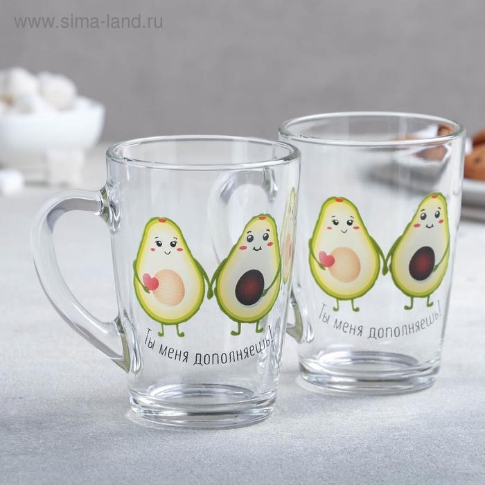 Набор кружек &laquo;Авокадо&raquo;, 300 мл, в подарочной упаковке, 2 шт, рисунок МИКС