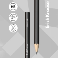 Набор чернографитных карандашей 4 штуки ErichKrause "Jet Black", HB, грифель d=2.2 мм, дерево, шестигранных, в пакете, чёрный корпус Набор чернографитных карандашей 4 штуки ErichKrause "Jet Black", HB, грифель d=2.2 мм, дерево, шестигранных, в пакете, чёрный корпус