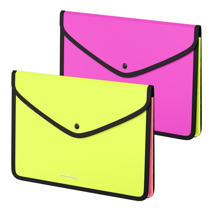 Папка-конверт на кнопке А4, 600 мкм, ErichKrause Matt Neon, обшитая, с текстильной вставкой, непрозрачный, с расширением, микс Папка-конверт на кнопке А4, 600 мкм, ErichKrause Matt Neon, обшитая, с текстильной вставкой, непрозрачный, с расширением, микс