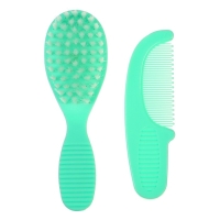 Расчёска детская + массажная щётка для волос, от 0 мес., цвет зелёный, рисунок МИКС Расчёска детская + массажная щётка для волос, от 0 мес., цвет зелёный, рисунок МИКС