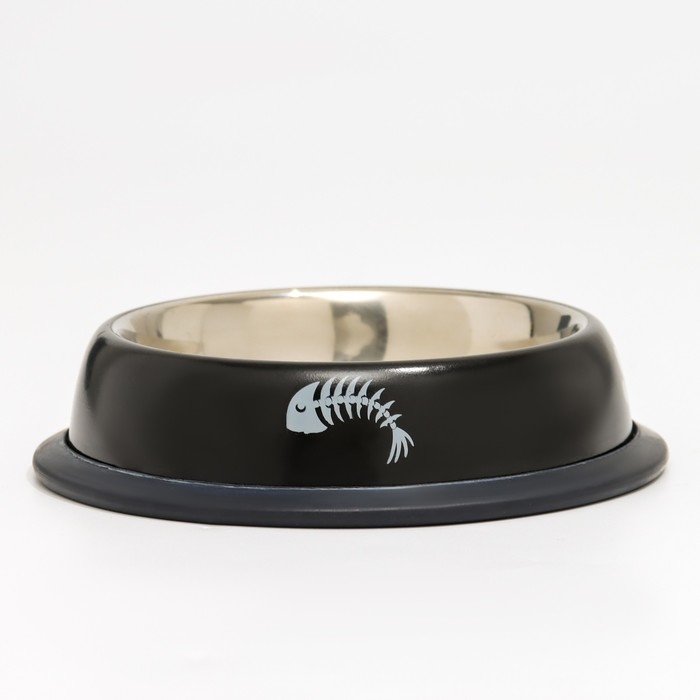 Миска с нескользящим основанием с принтом, 225 мл, чёрная Миска с нескользящим основанием с принтом, 225 мл, чёрная