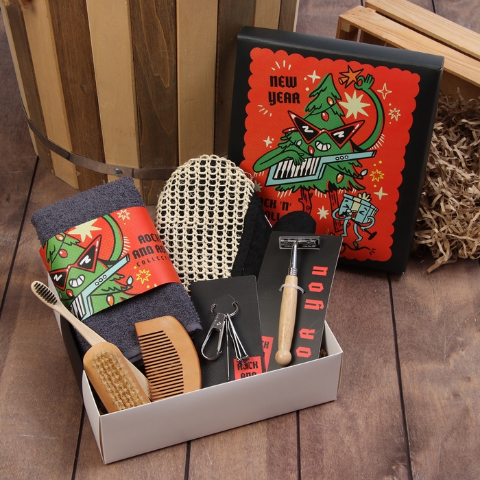 Набор подарочный "Крутая ёлка" полотенце и акс (7 предм)