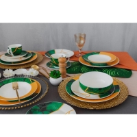 Салатник фарфоровый Доляна &laquo;Малахитовая шкатулка&raquo;, 600 мл, d=15,5 см, цвет зелёный