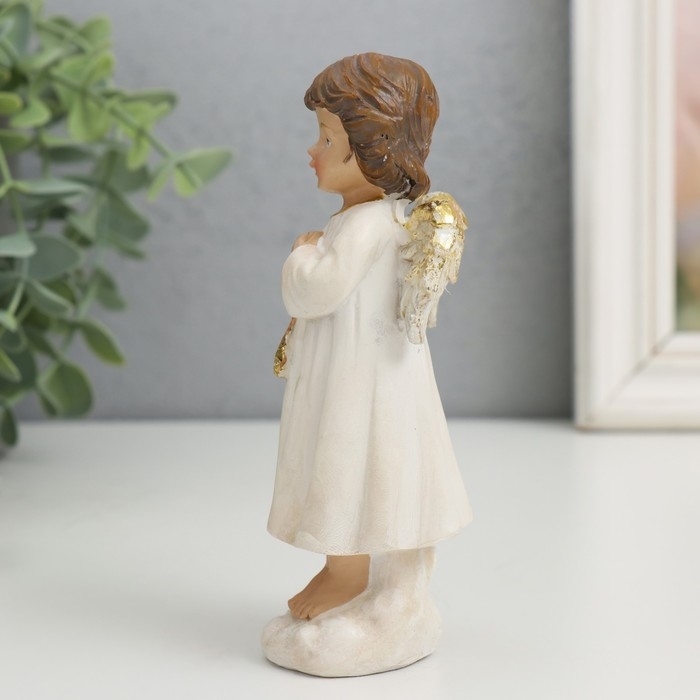 Сувенир полистоун Сувенир полистоун "Ангелочек в бежевой тоге со звёздочкой" золотые крылья 4,5х5х13 см