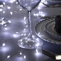 Гирлянда &laquo;Мишура&raquo; 5 м роса, IP20, серебристая нить, 200 LED, свечение белое, 12 В