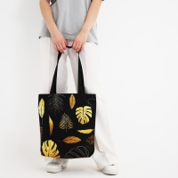 Шопер "Листья", 40х12х38 см, цвет чёрный Шопер "Листья", 40х12х38 см, цвет чёрный