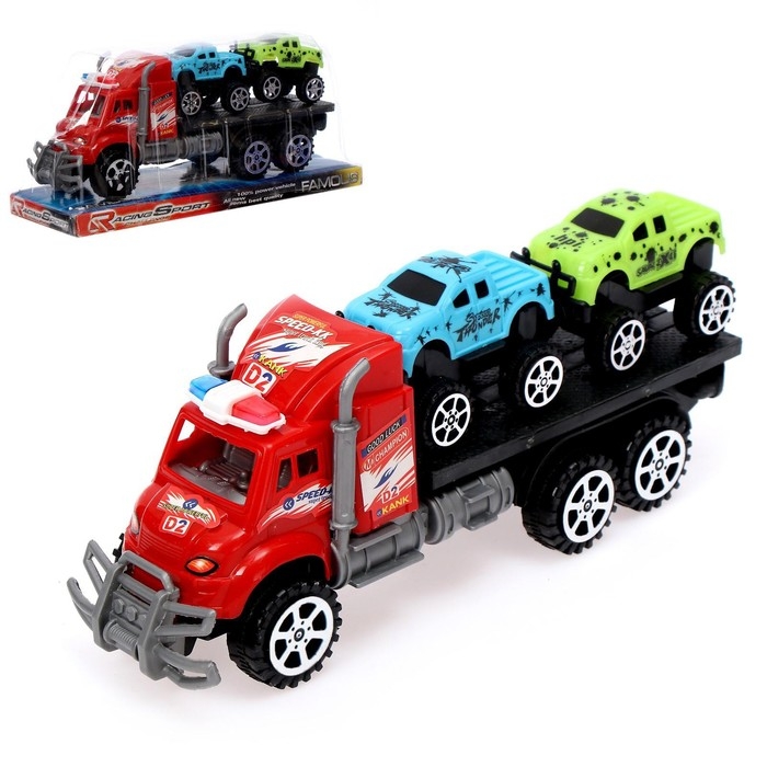 Грузовик инерционный &laquo;Автовоз&raquo;, с 2 машинками, МИКС