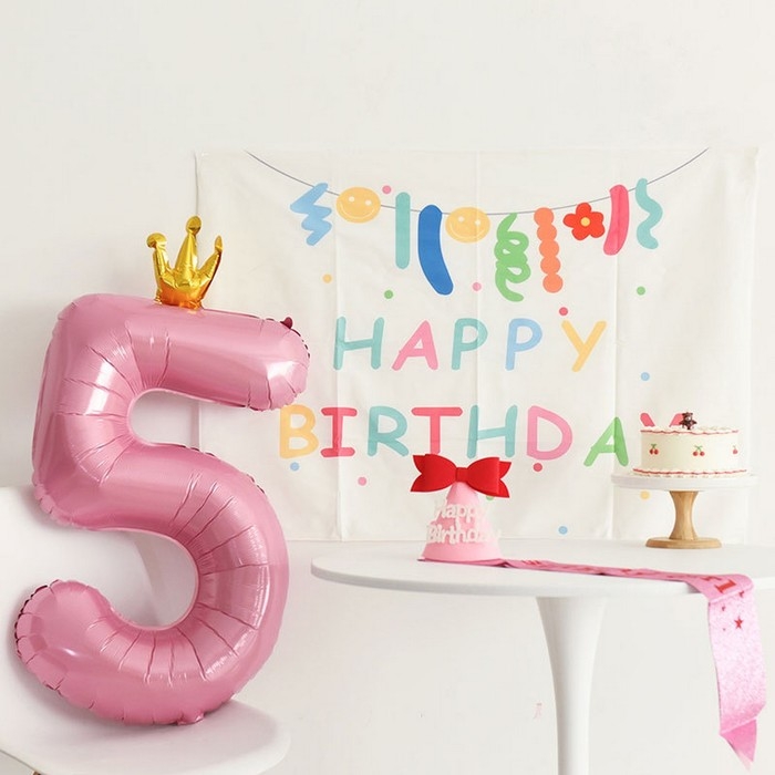 Шар фольгированный 40" &laquo;Цифра 5 с короной&raquo;, цвет розовый