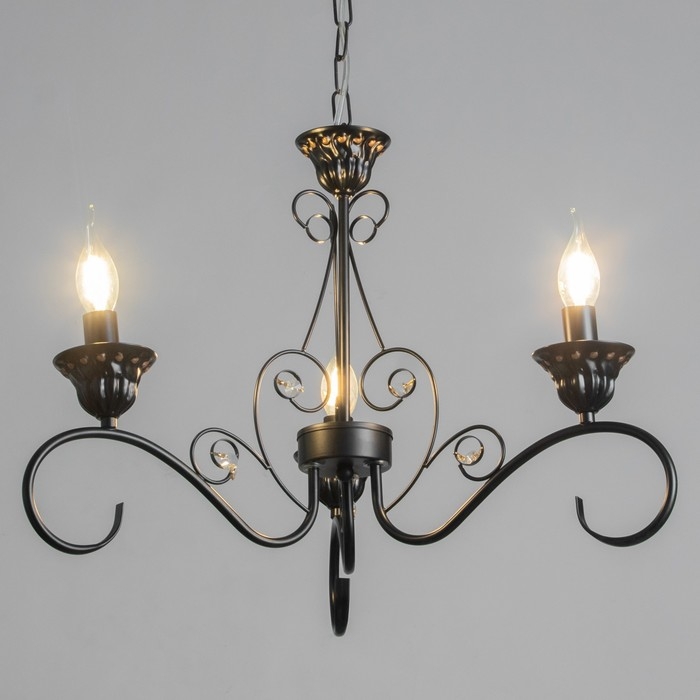 Люстра Люстра "Азазель" 3xE14 40Вт черно-золотой 57х57х39,5-98 см BayerLux