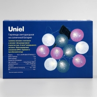 Садовая гирлянда на солнечной батарее &laquo;Клубки&raquo; Uniel, IP44, 1,8 м, теплый белый