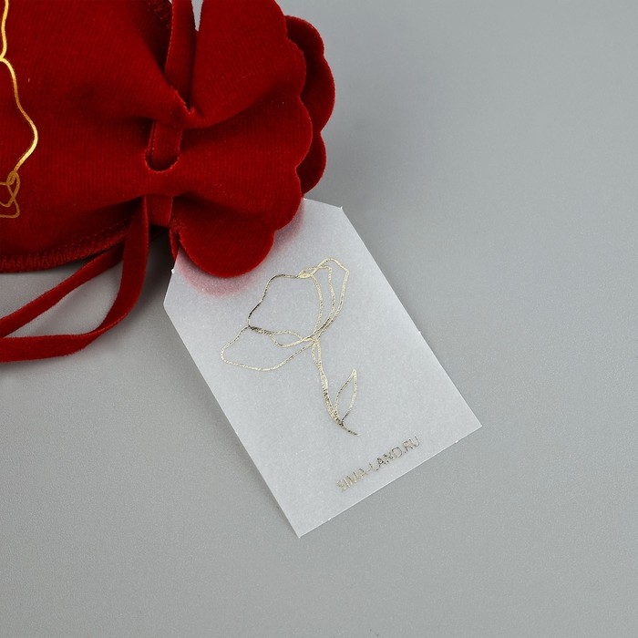 Мешок замшевый  &laquo;Цветок&raquo;, красный, тиснение, 9 &times; 12 см