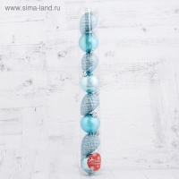 Набор украшений пластик 8 шт "Небесный" (4 шара d-5 см, 4 шишки) голубой Набор украшений пластик 8 шт "Небесный" (4 шара d-5 см, 4 шишки) голубой