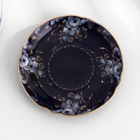 Блюдце "Весна", d-14,5см, кобальтовая глазурь