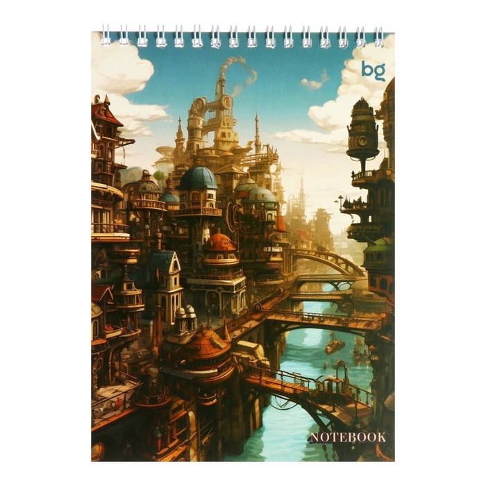 Блокнот А5, 40 листов в клетку на гребене Блокнот А5, 40 листов в клетку на гребене "Стимпанк", обложка мелованный картон, МИКС