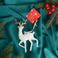 Украшение ёлочное "Морозный олень" 7х15 см, бело-золотой