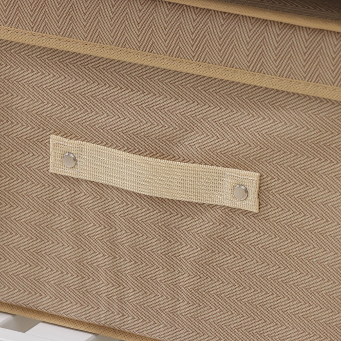 Короб стеллажный для хранения с крышкой Доляна &laquo;Гусиная лапка&raquo;, 40&times;30&times;25 см, цвет бежевый