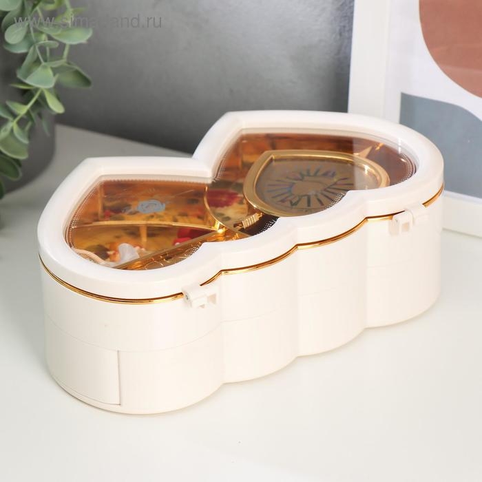 Шкатулка музыкальная механическая Шкатулка музыкальная механическая "Белые сердца" 12,5х21,5х7,5 см