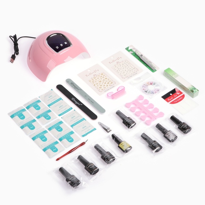 Набор для маникюра Luazon, лампа LUF-19, 54 Вт, 18 диодов, инструменты, лаки Набор для маникюра Luazon, лампа LUF-19, 54 Вт, 18 диодов, инструменты, лаки