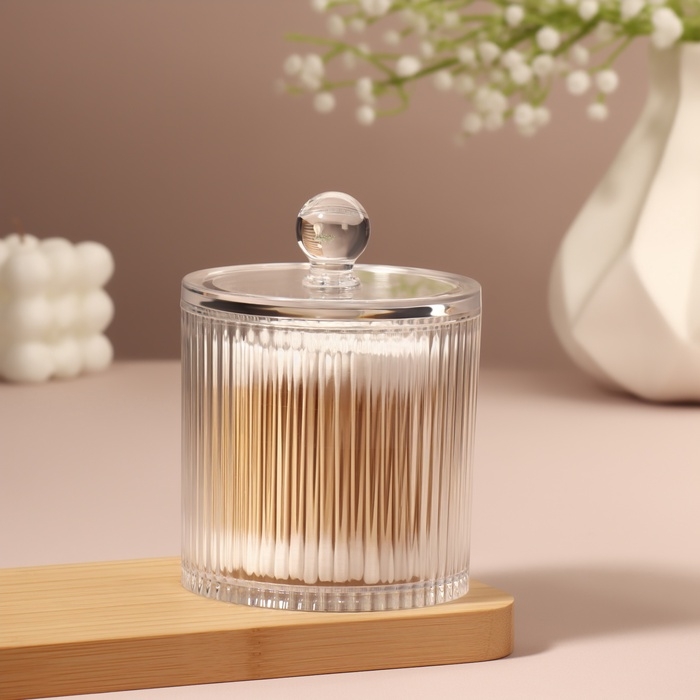 Органайзер для ватных палочек, с крышкой, d=9.5&times;12 см, прозрачный