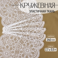 Кружевная эластичная ткань, 240 мм &times; 2,7 &plusmn; 0,5 м, цвет белый