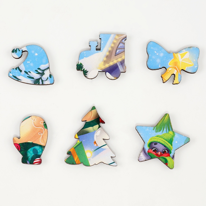 Пазлы фигурные деревянные на новый год &laquo;Змея.Зимние игры&raquo;, 44 элементов, символ года 2025