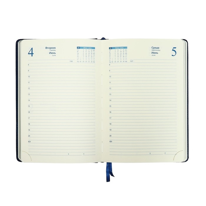 Ежедневник датированный 2025 года, A5, 168 листов в линейку, кожзам "Небраска", серебряный срез, синий