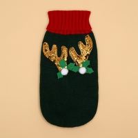 Свитер "Рога удачи", размер S (ДС 25 см, ОШ 23, ОГ 26-45), зелёный