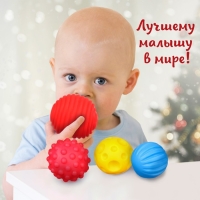 Развивающий тактильный мячик &laquo;Веселые друзья&raquo;, Новогодняя подарочная упаковка, 1 шт., цвет МИКС, Крошка Я