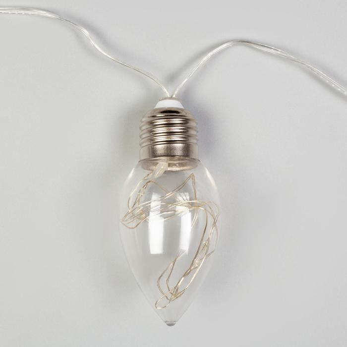 Гирлянда &laquo;Нить&raquo; 3 м с насадками &laquo;Лампочки капля&raquo;, IP20, прозрачная нить, 80 LED, свечение мульти, 8 режимов, 220 В