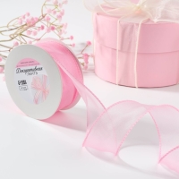 Лента капроновая &laquo;Волна&raquo;, 50 мм, 10 &plusmn; 1 м, цвет розовый