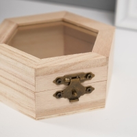 Шкатулка для росписи многогранник со стеклянной вставкой 10х9х4,5 см Шкатулка для росписи многогранник со стеклянной вставкой 10х9х4,5 см