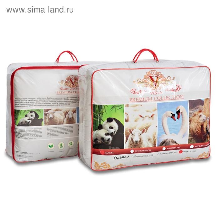 Одеяло Царские сны Бамбук 220х205см, белый, перкаль 200г/м, хл100%