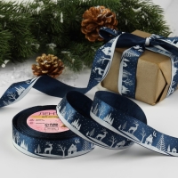 Новый год! Лента атласная &laquo;Ночная сказка&raquo;, 25 мм, 23 &plusmn; 1 м, цвет тёмно-синий №120