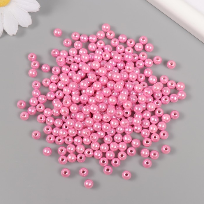 Набор бусин "Жемчуг" d 6 мм, 250 гр, ярко-розовый