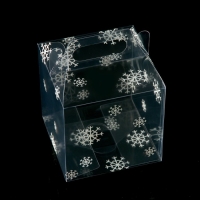 Новый год. Коробка подарочная новогодняя складная ПВХ "Праздничное настроение" 11 x 11 x 11 см .