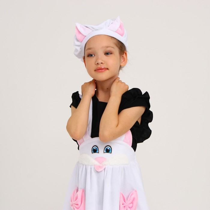 Карнавальный костюм &laquo;Кошечка белая с мордочкой&raquo;, плюш, р. 32, рост 122-128 см