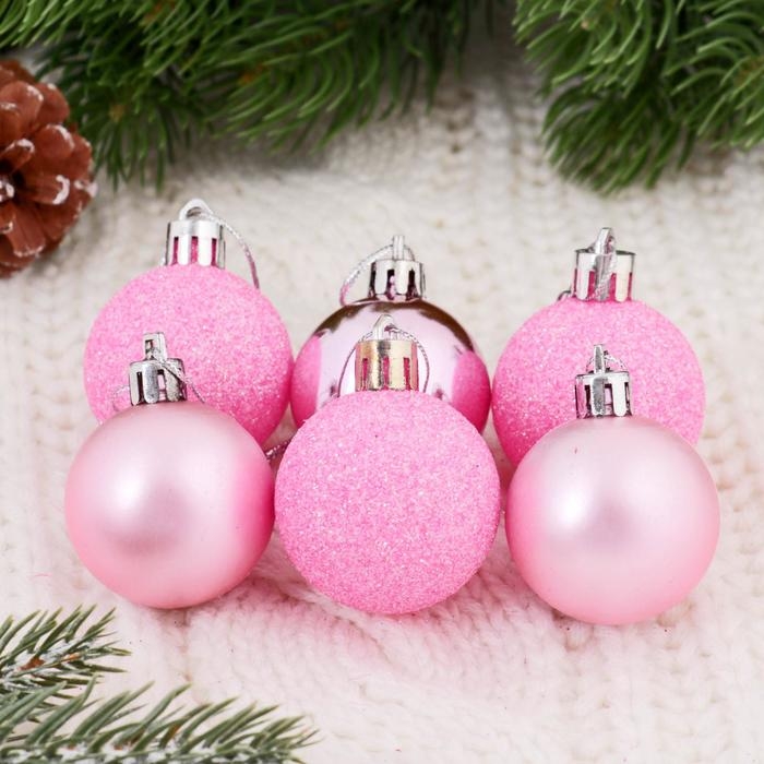 Набор шаров пластик d-4 см, 12 шт Набор шаров пластик d-4 см, 12 шт "Перелив ассорти" розовый